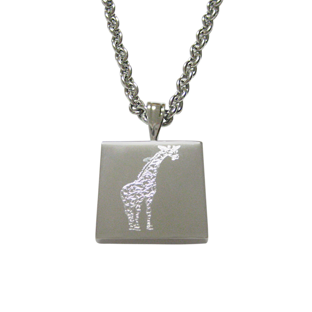 Silver Toned Etched Giraffe Pendant Necklace 30$